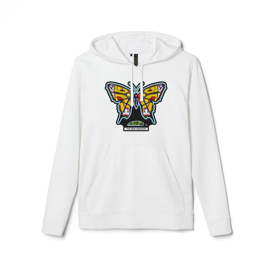 Butterfly Design Adidas Unisex Fleece Hoodie, Cozy Unisex Hoodie, Casual Wear, Gift for Nature Lovers, Spring Fashion