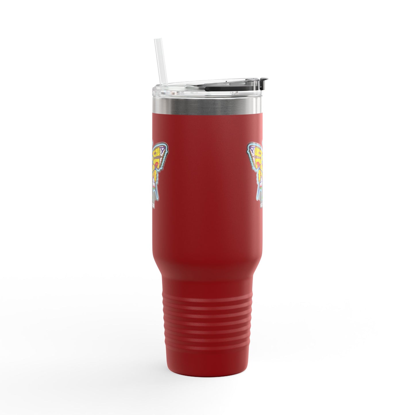 Butterfly Insulated Travel Mug – 40oz Stainless Steel Tumbler with Straw & Bold Symbol