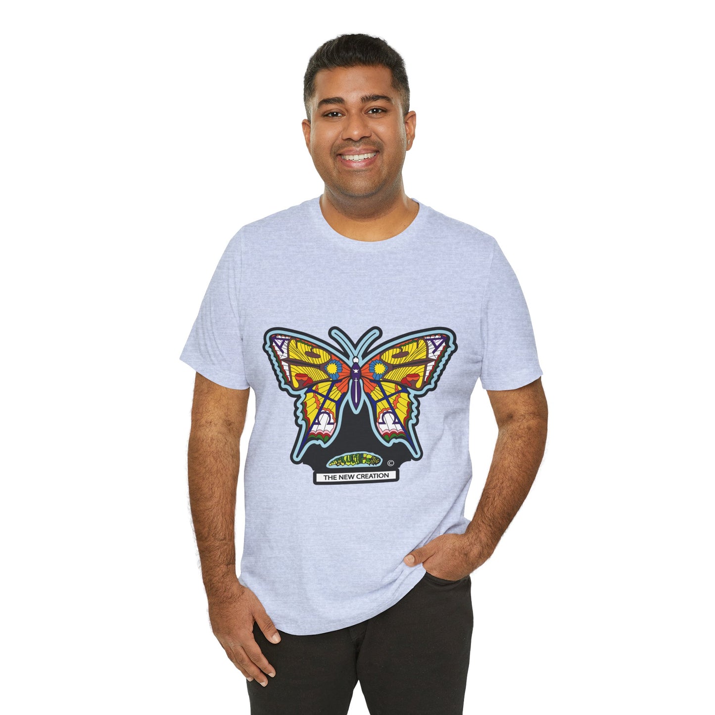 Colorful Butterfly Graphic Tee, Men's
