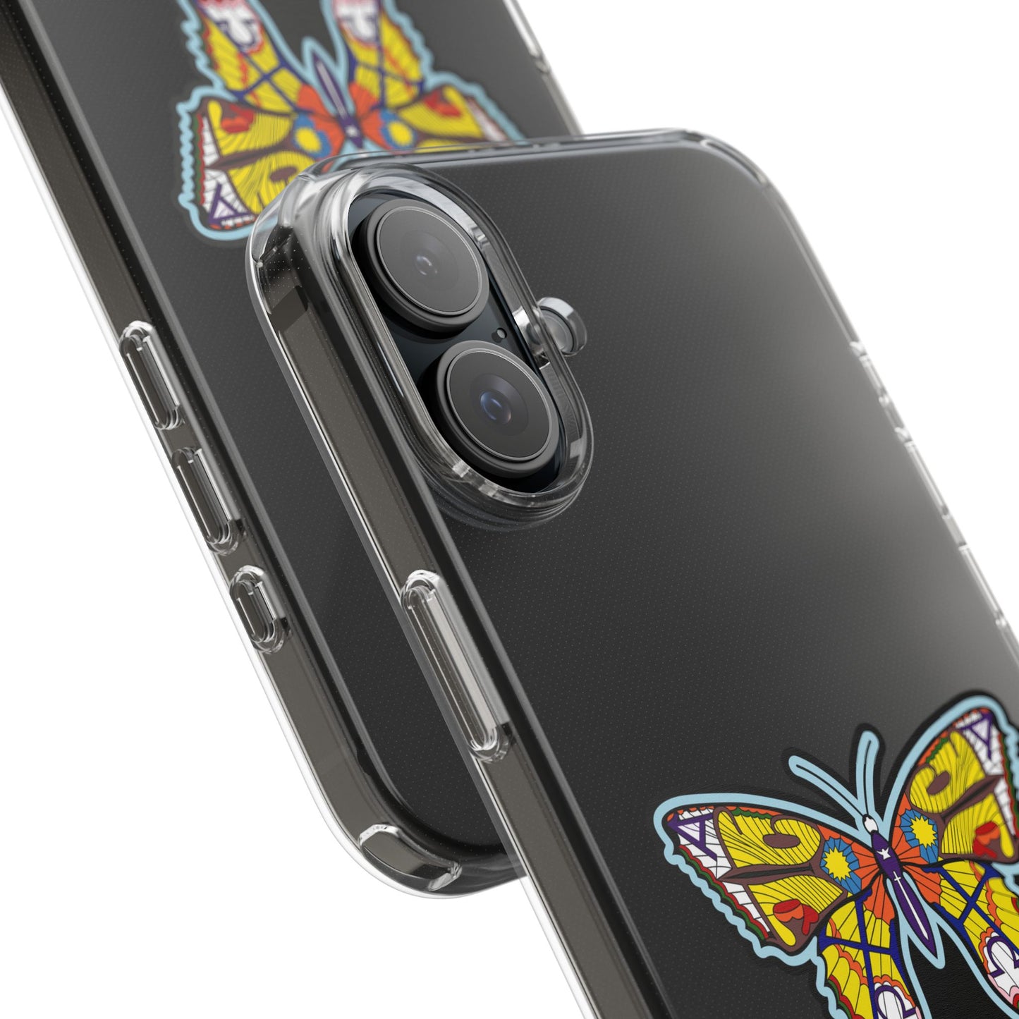 Colorful Butterfly Clear Phone Case – Sleek Transparent Cover, Artistic Print, Lightweight Shockproof Design