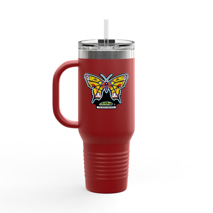 Butterfly Insulated Travel Mug – 40oz Stainless Steel Tumbler with Straw & Bold Symbol