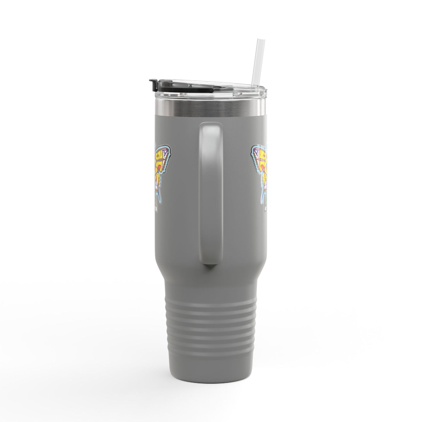 Butterfly Insulated Travel Mug – 40oz Stainless Steel Tumbler with Straw & Bold Symbol