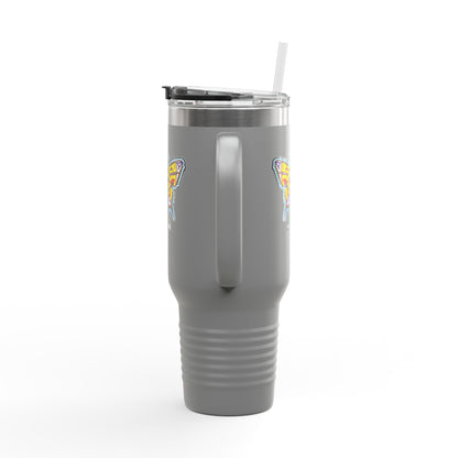 Butterfly Insulated Travel Mug – 40oz Stainless Steel Tumbler with Straw & Bold Symbol