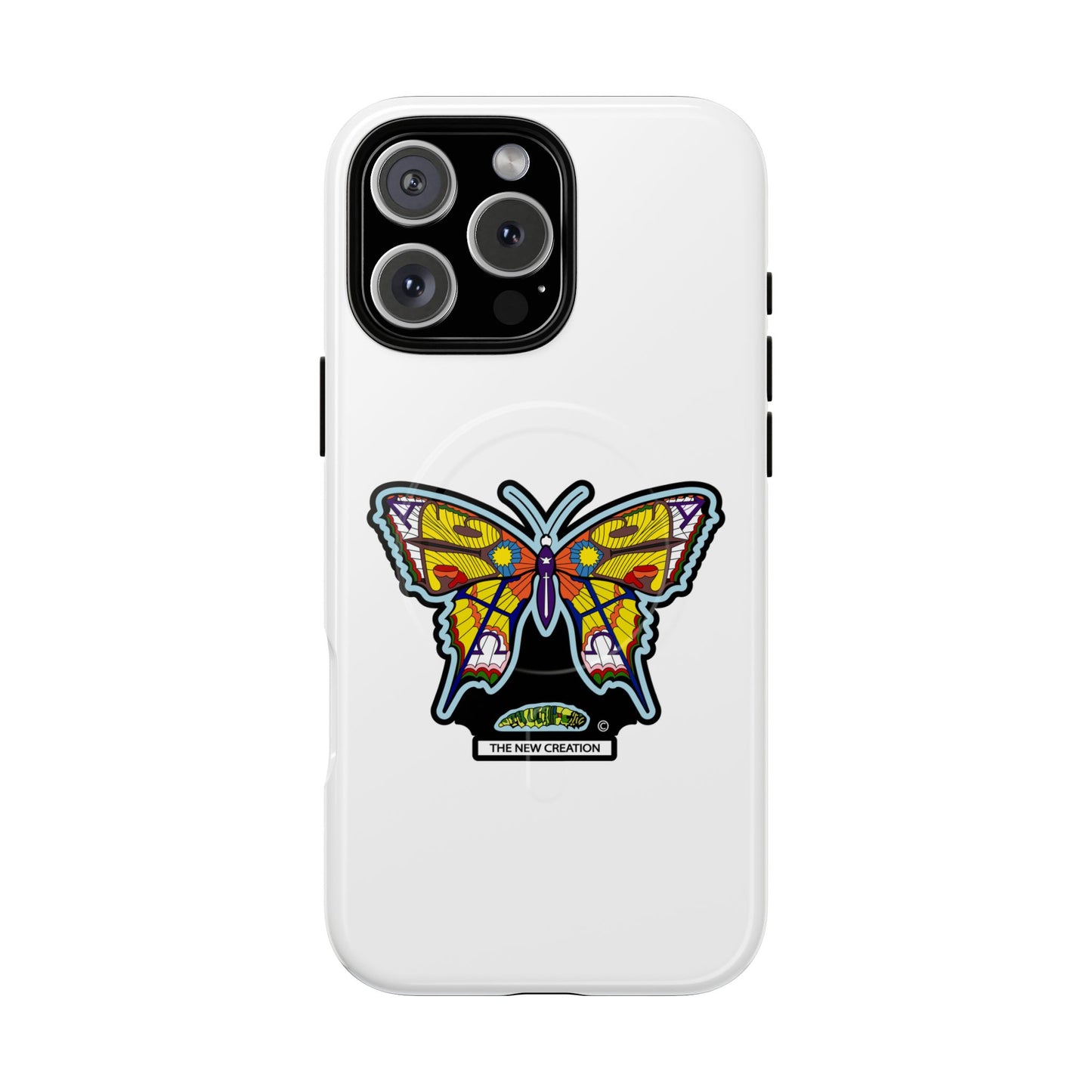 Butterfly Mosaic Magnetic Tough Phone Case — Protective iPhone Cover with Colorful Stained-Glass Design