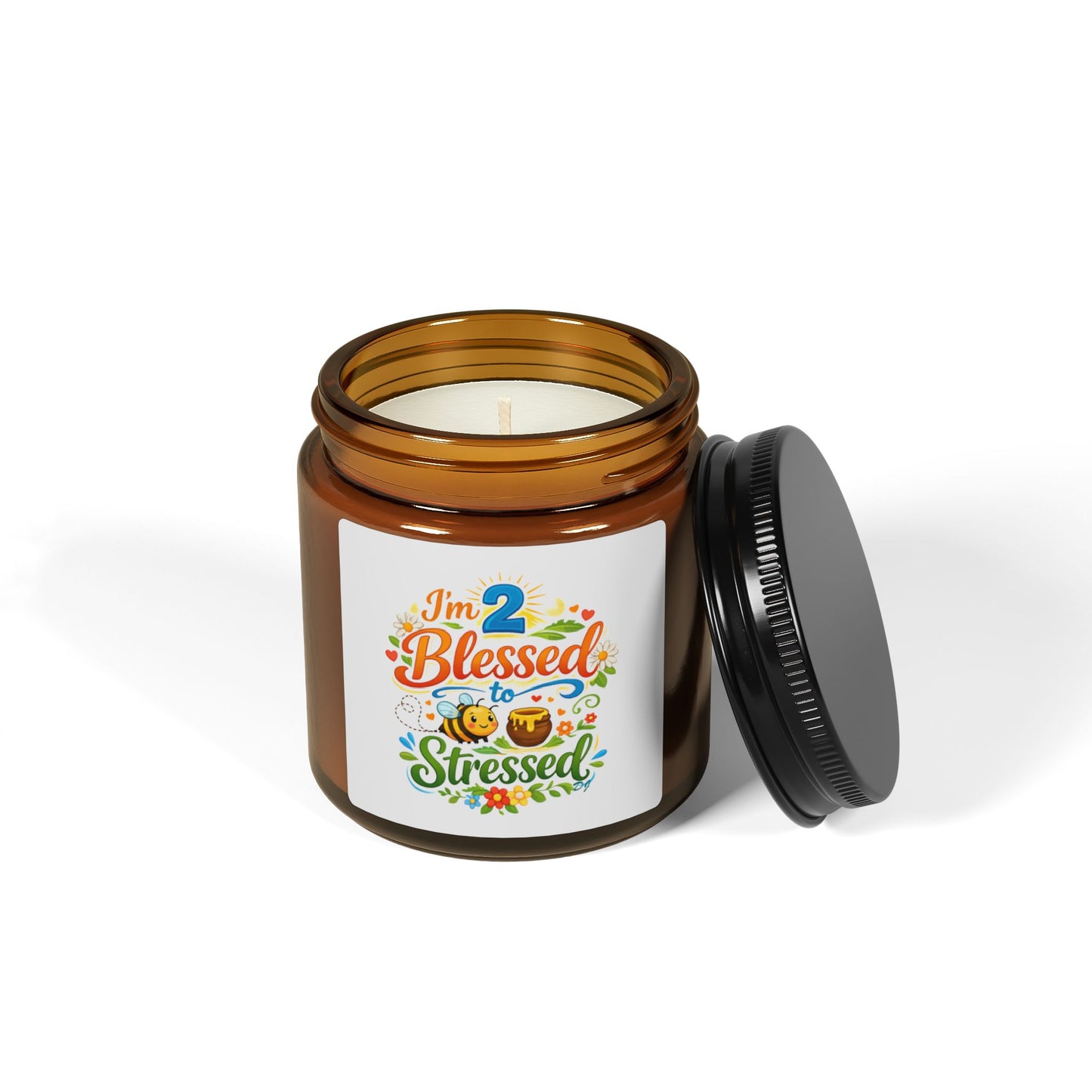 Blessed Not Stressed Soy Candle — Amber Jar