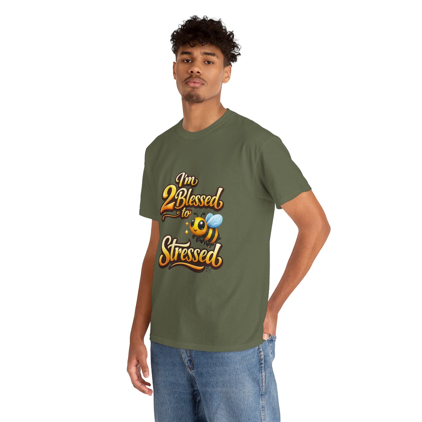 I'm 2 Blessed 2 Be Stressed Graphic Tee - Funny Inspirational Christian Shirt