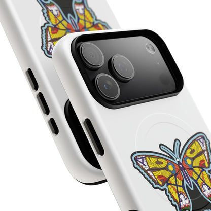 Butterfly Mosaic Magnetic Tough Phone Case — Protective iPhone Cover with Colorful Stained-Glass Design