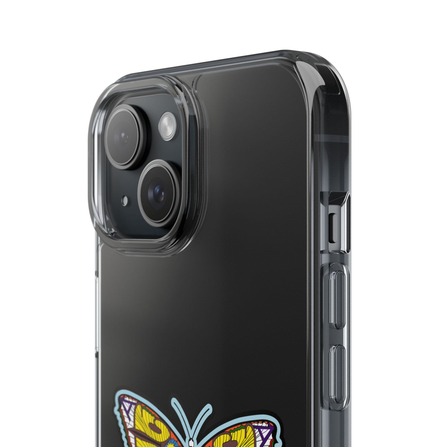 Colorful Butterfly Clear Phone Case – Sleek Transparent Cover, Artistic Print, Lightweight Shockproof Design