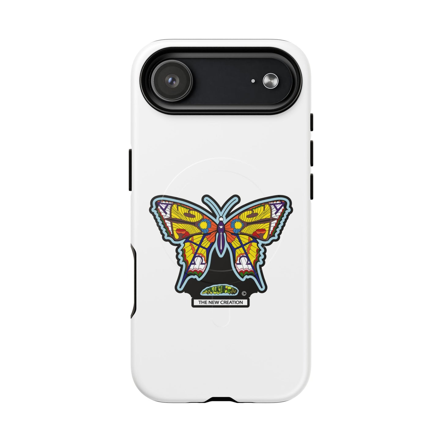 Butterfly Mosaic Magnetic Tough Phone Case — Protective iPhone Cover with Colorful Stained-Glass Design