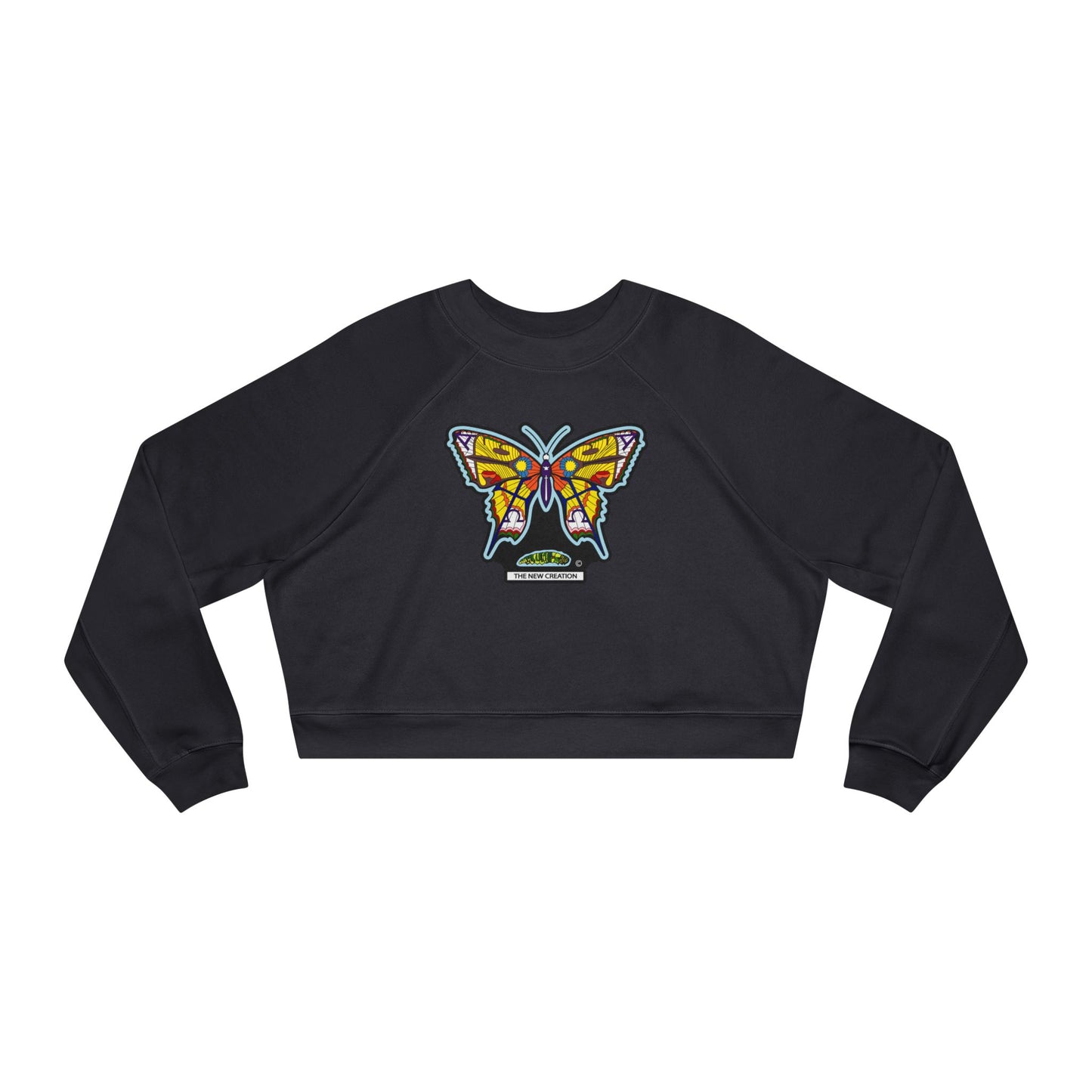 Butterfly Art Cropped Pullover – Women’s Soft Fleece Crop Sweatshirt with Empowering Design