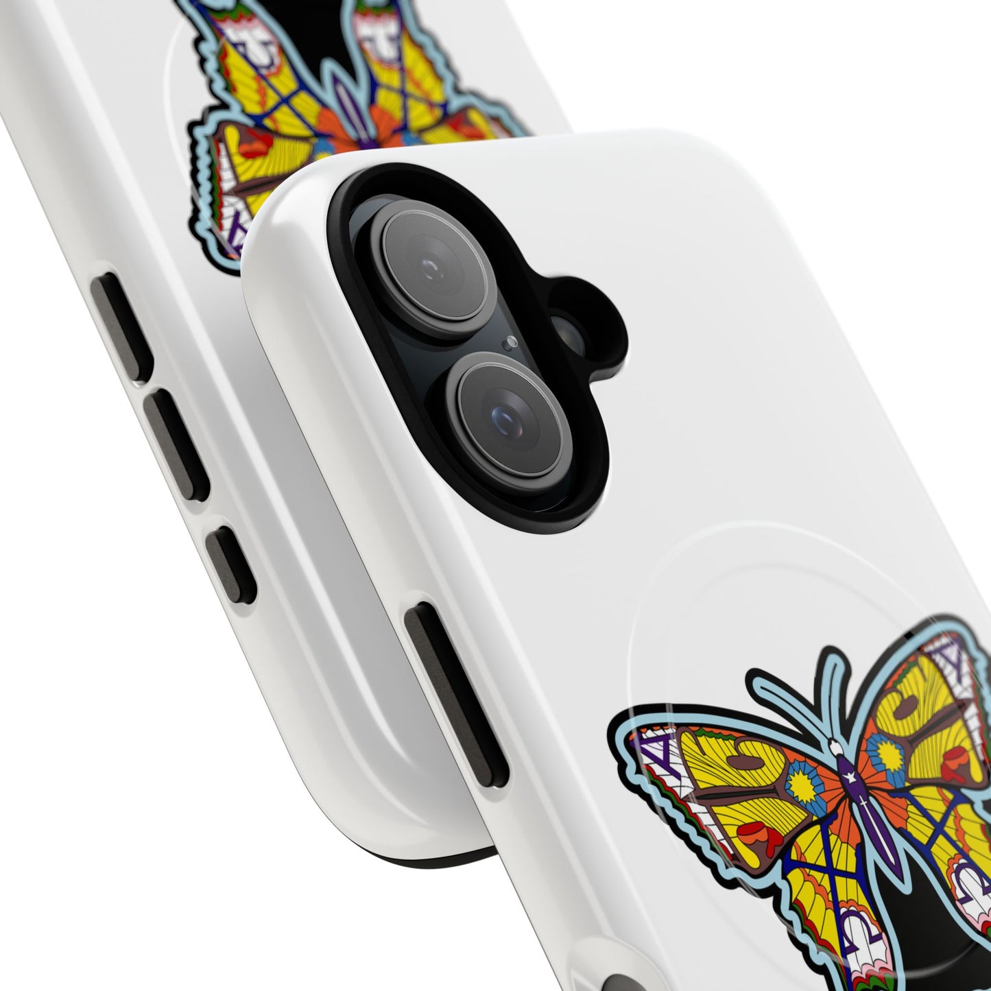 Butterfly Mosaic Magnetic Tough Phone Case — Protective iPhone Cover with Colorful Stained-Glass Design
