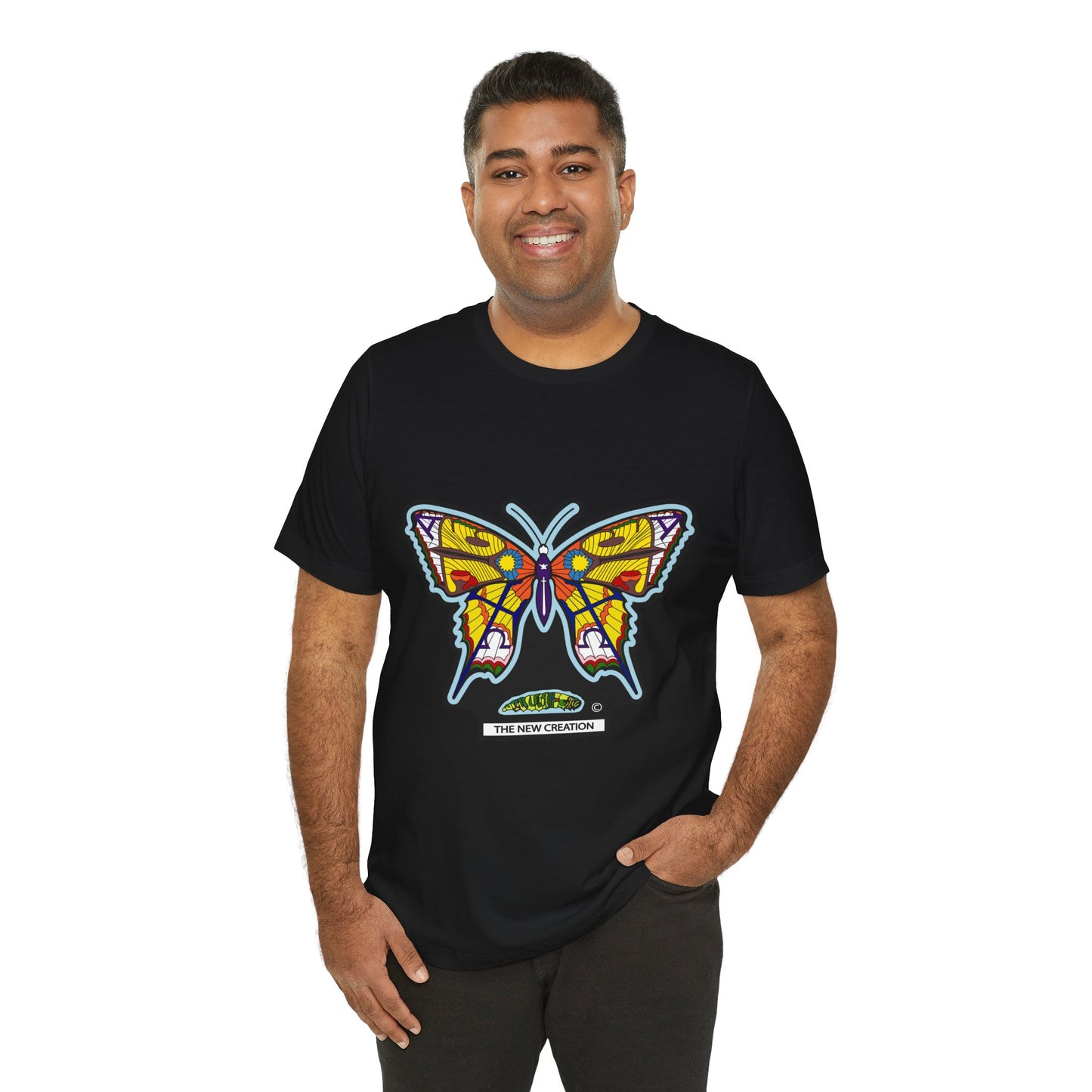 Colorful Butterfly Graphic Tee, Men's