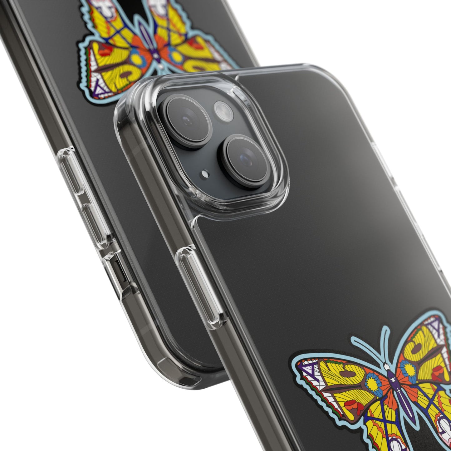 Colorful Butterfly Clear Phone Case – Sleek Transparent Cover, Artistic Print, Lightweight Shockproof Design