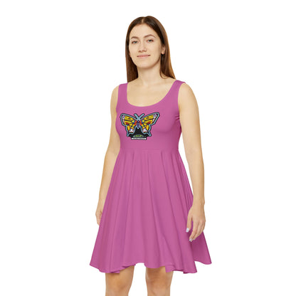 Purple Butterfly Graphic Women Skater Dress