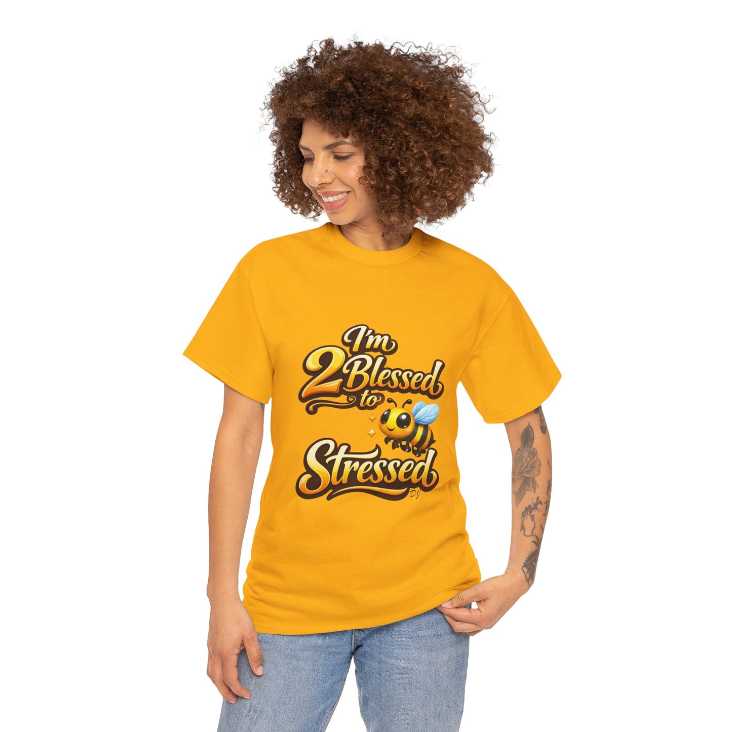 I'm 2 Blessed 2 Be Stressed Graphic Tee - Funny Inspirational Christian Shirt