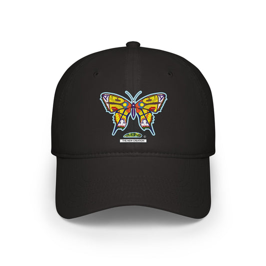 Bright Butterfly Baseball Cap – Low Profile Cotton Hat with Embroidered Symbolic Art