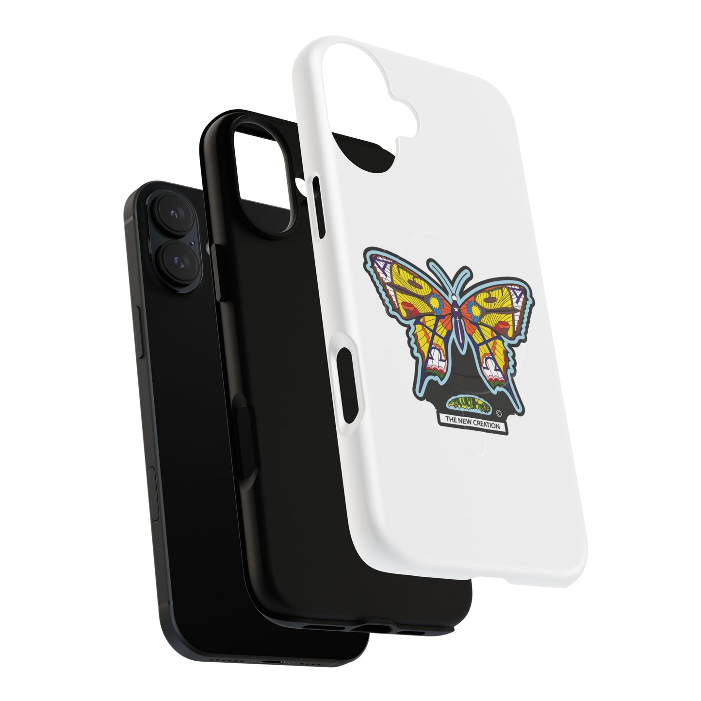 Butterfly Mosaic Magnetic Tough Phone Case — Protective iPhone Cover with Colorful Stained-Glass Design