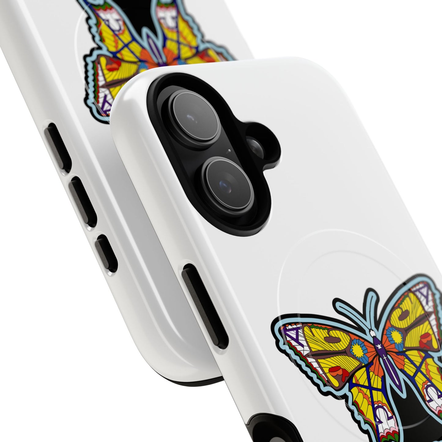 Butterfly Mosaic Magnetic Tough Phone Case — Protective iPhone Cover with Colorful Stained-Glass Design