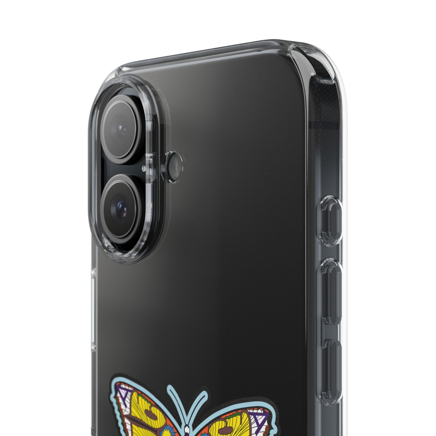 Colorful Butterfly Clear Phone Case – Sleek Transparent Cover, Artistic Print, Lightweight Shockproof Design