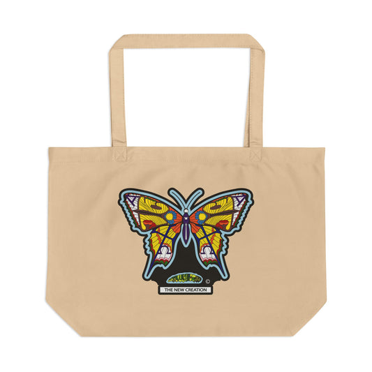 Butterfly Eco Tote Bag – Large Reusable Cotton Bag with Symbolic Print & Wide Straps