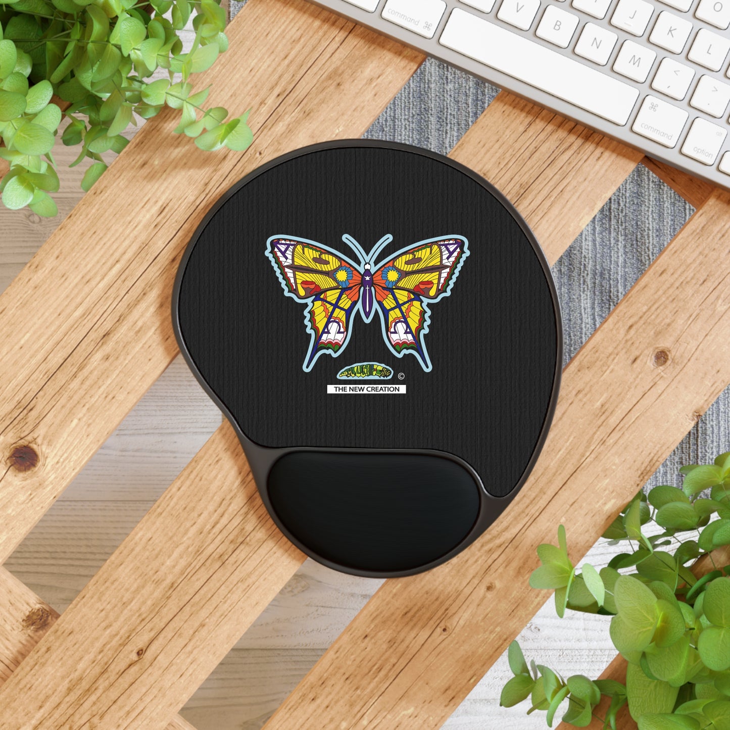 Colorful Butterfly Wrist Rest Mouse Pad