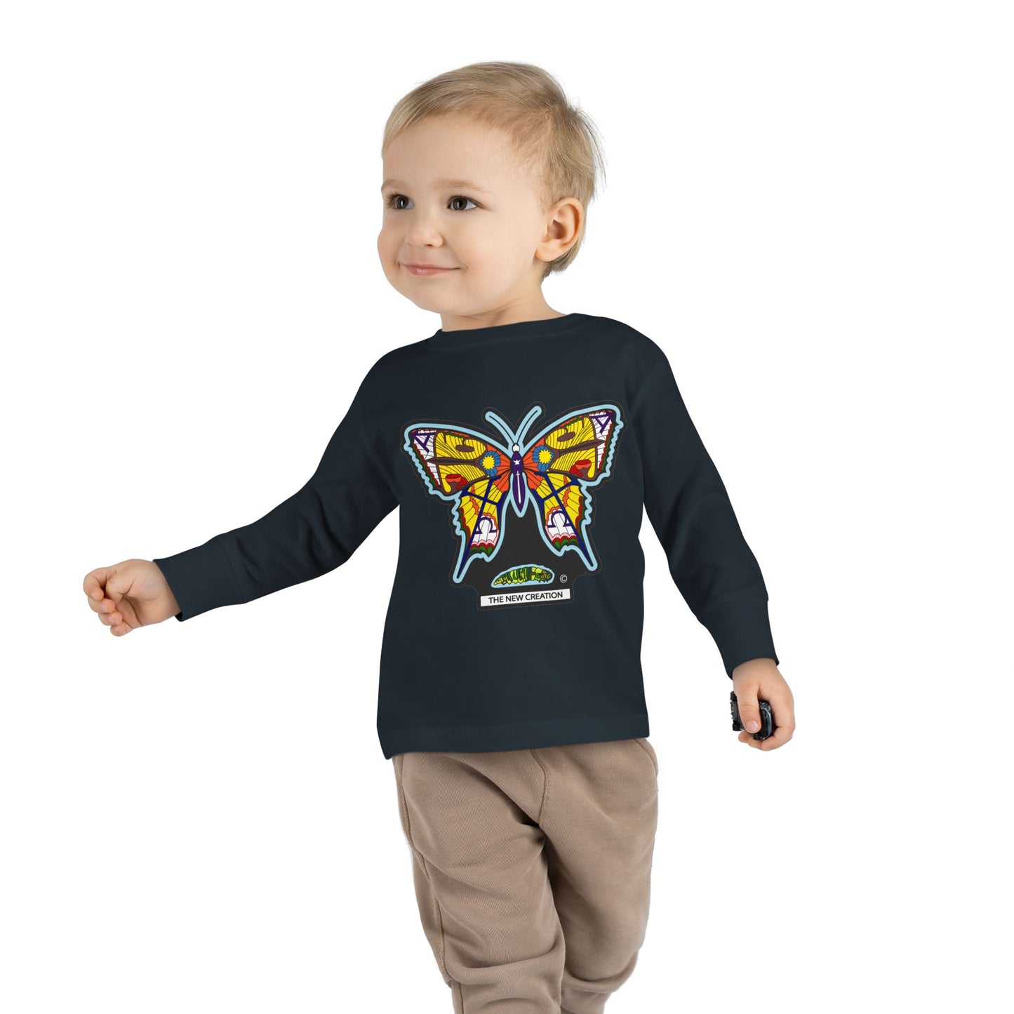 Butterfly Toddler Long Sleeve Tee – Soft Cotton Shirt with Symbolic Graphic for Everyday Play