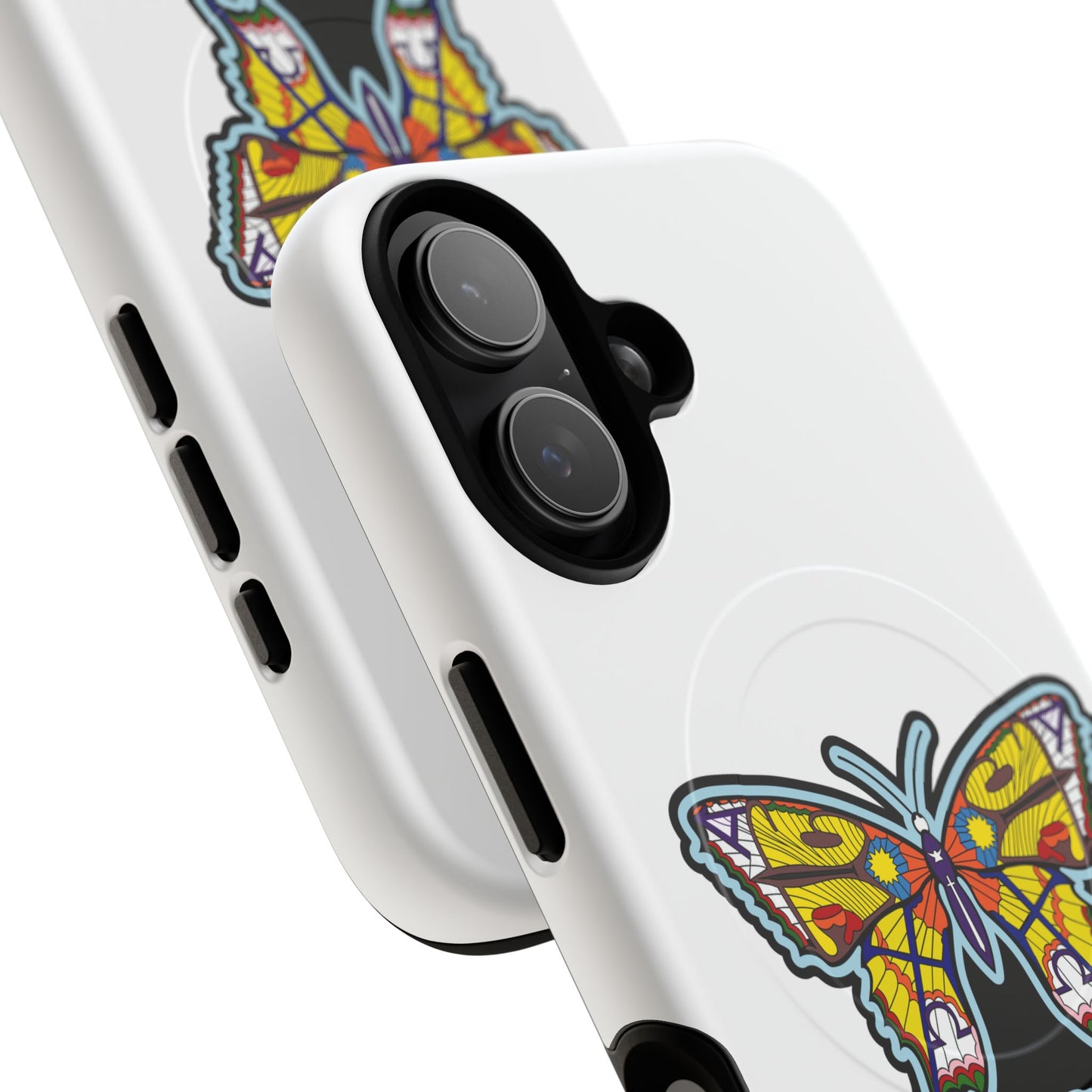 Butterfly Mosaic Magnetic Tough Phone Case — Protective iPhone Cover with Colorful Stained-Glass Design