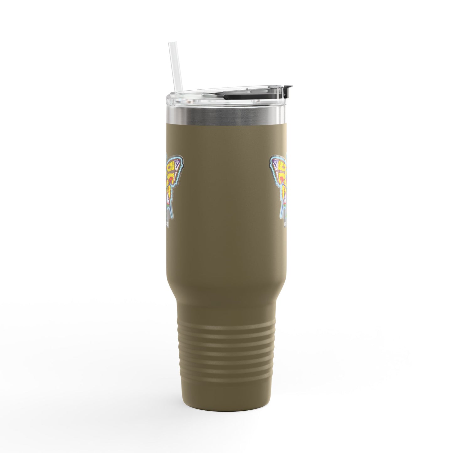 Butterfly Insulated Travel Mug – 40oz Stainless Steel Tumbler with Straw & Bold Symbol