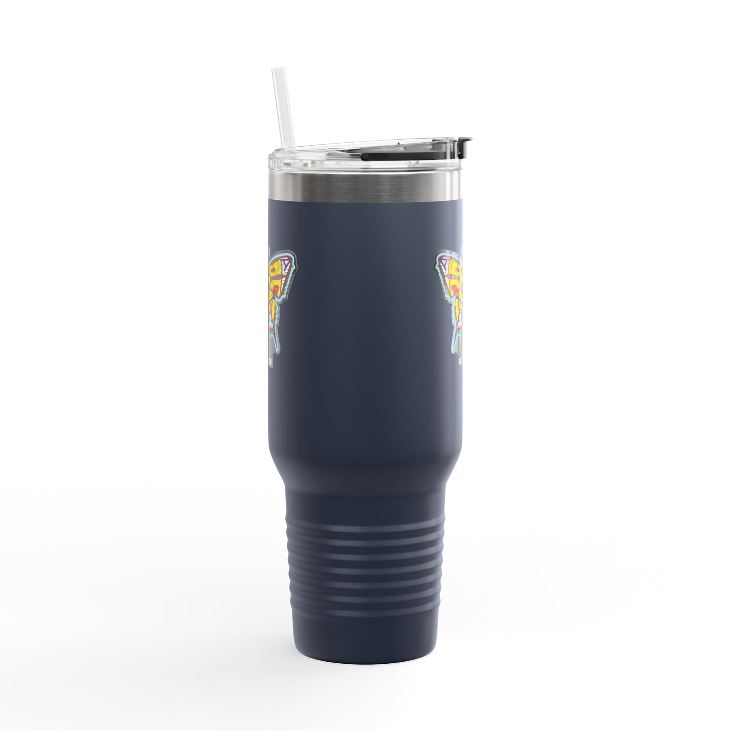 Butterfly Insulated Travel Mug – 40oz Stainless Steel Tumbler with Straw & Bold Symbol