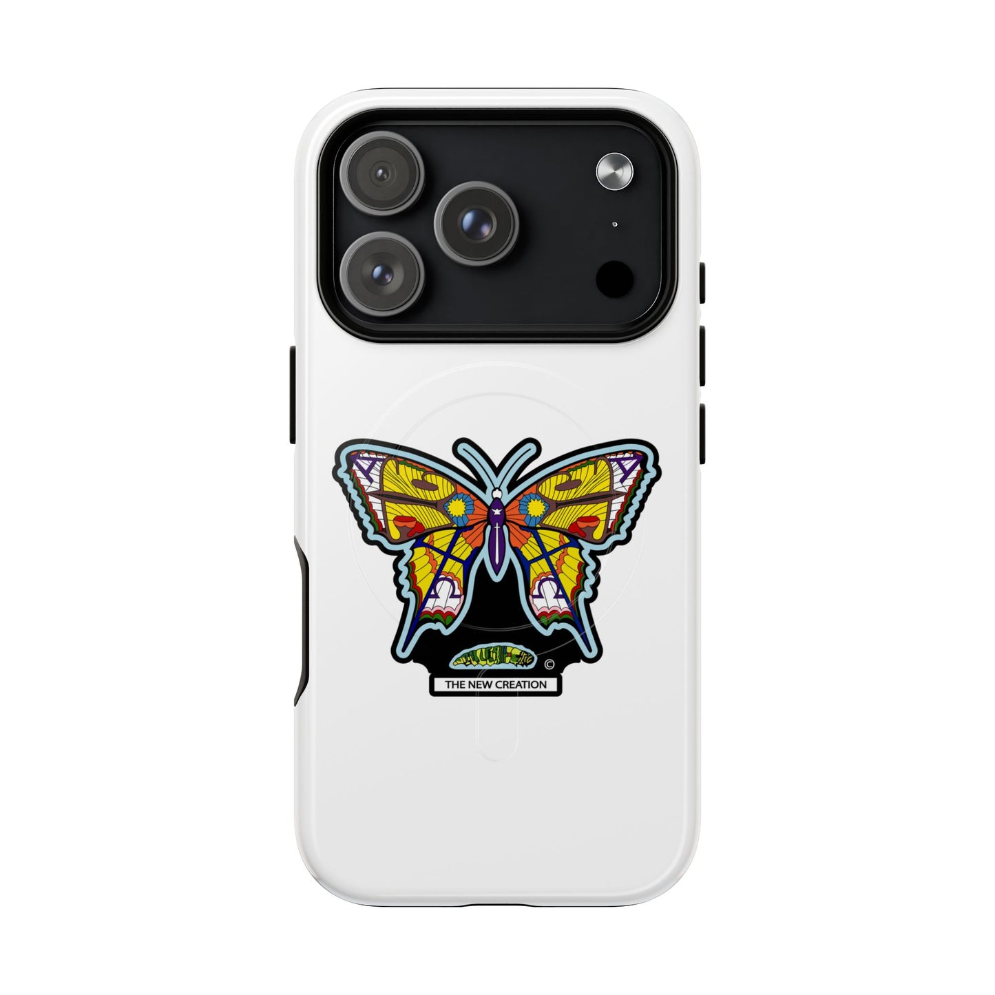 Butterfly Mosaic Magnetic Tough Phone Case — Protective iPhone Cover with Colorful Stained-Glass Design