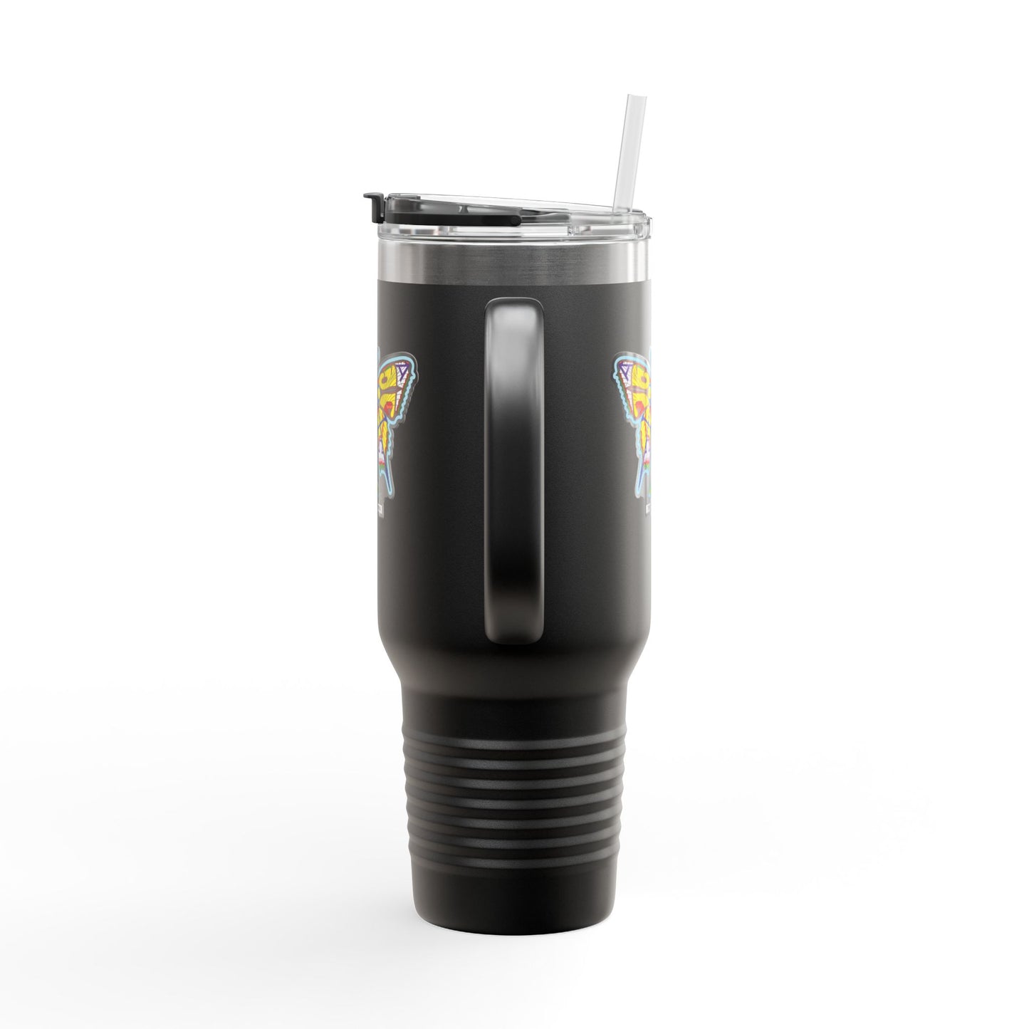 Butterfly Insulated Travel Mug – 40oz Stainless Steel Tumbler with Straw & Bold Symbol