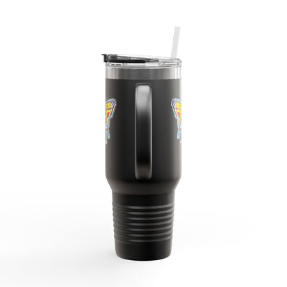 Butterfly Insulated Travel Mug – 40oz Stainless Steel Tumbler with Straw & Bold Symbol