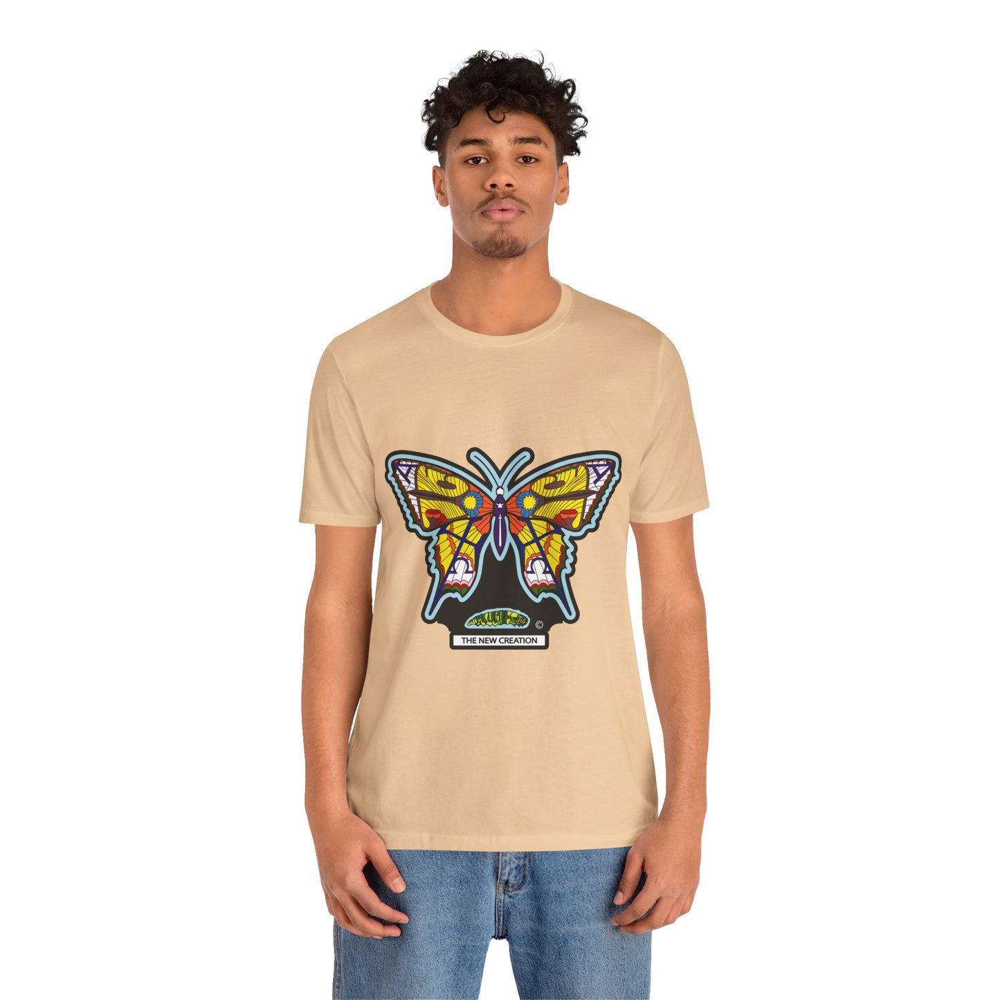 Colorful Butterfly Graphic Tee, Men's