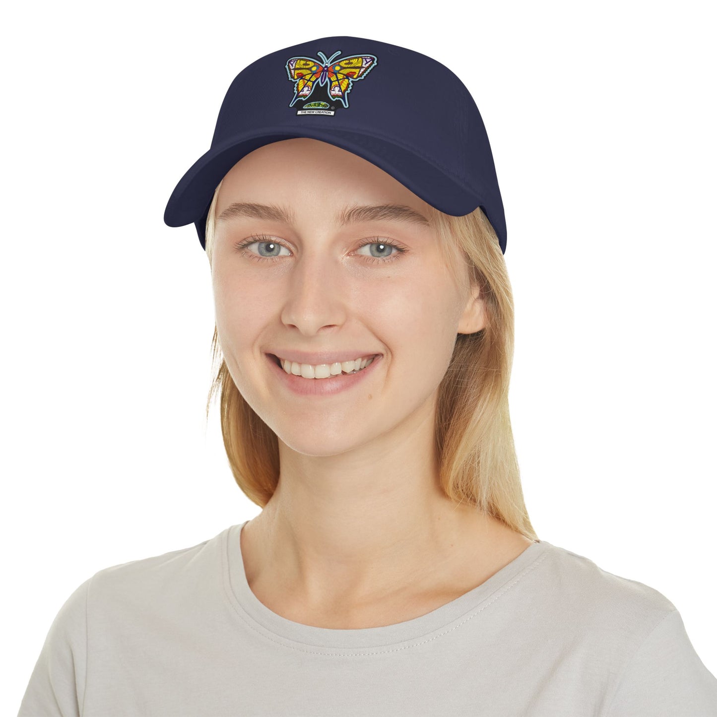 Bright Butterfly Baseball Cap – Low Profile Cotton Hat with Embroidered Symbolic Art