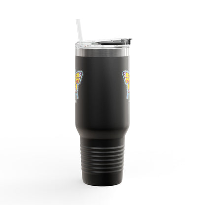 Butterfly Insulated Travel Mug – 40oz Stainless Steel Tumbler with Straw & Bold Symbol