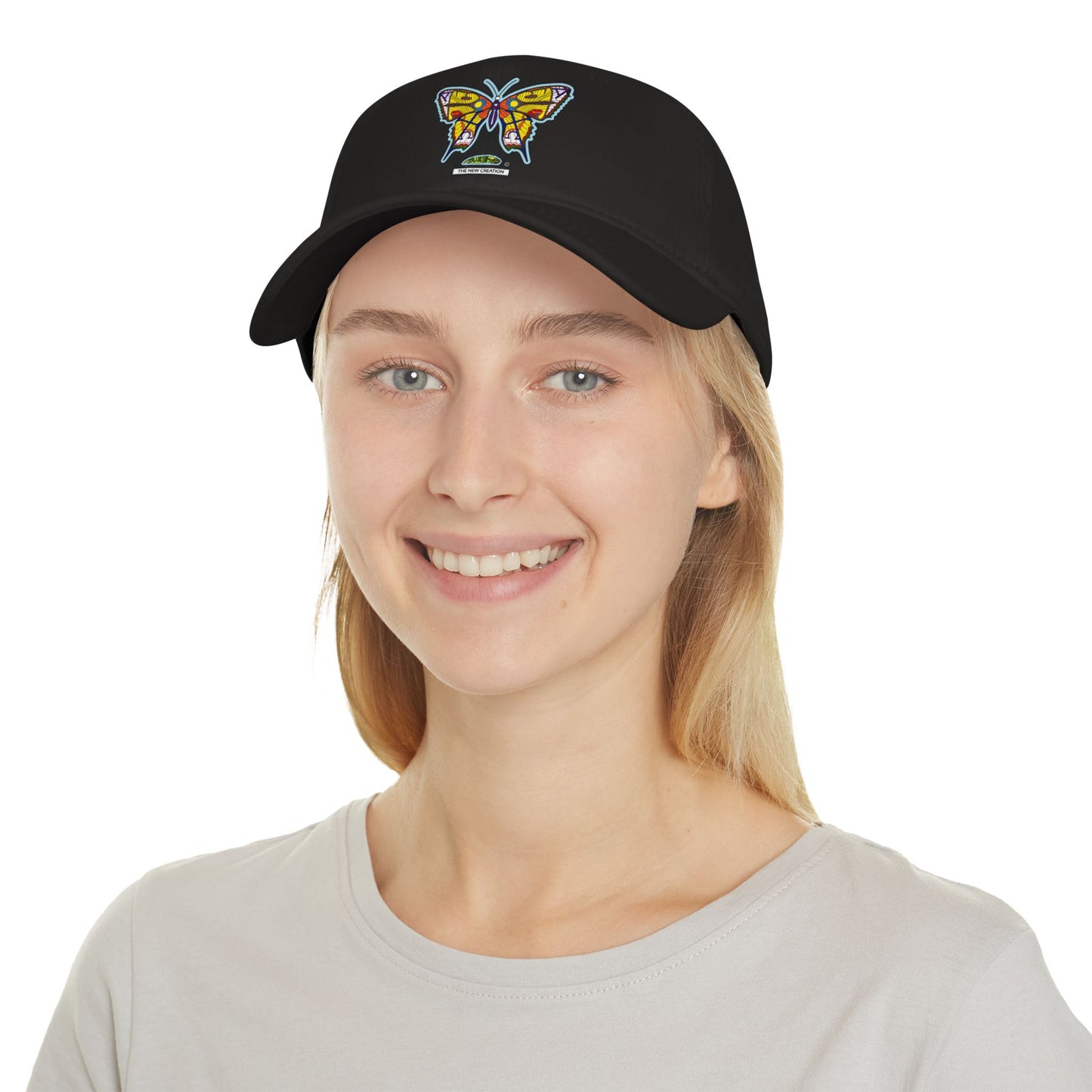 Bright Butterfly Baseball Cap – Low Profile Cotton Hat with Embroidered Symbolic Art