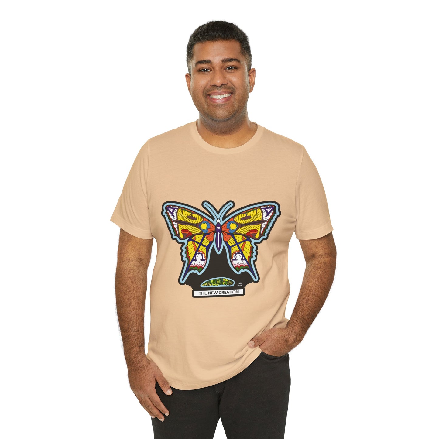 Colorful Butterfly Graphic Tee, Men's