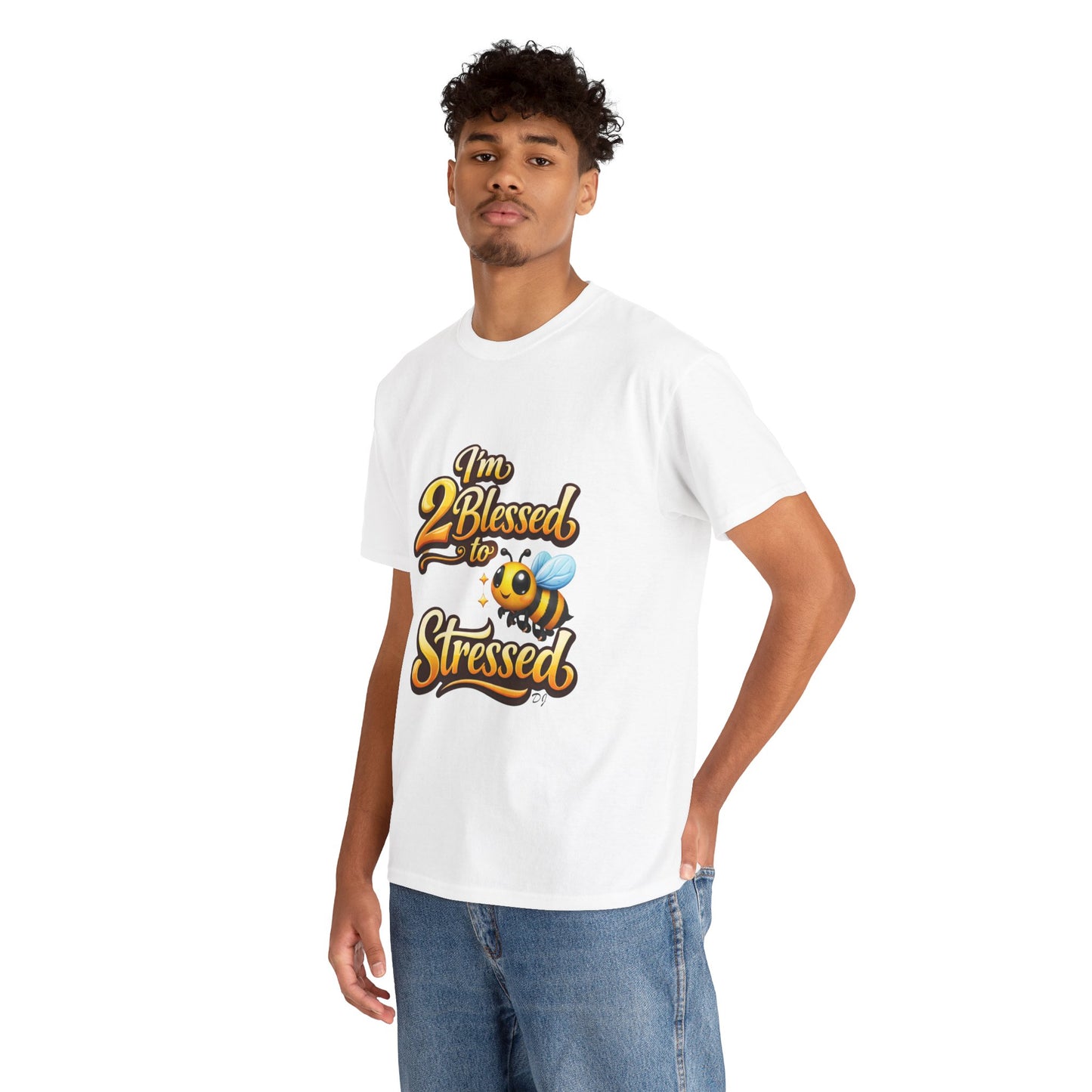 I'm 2 Blessed 2 Be Stressed Graphic Tee - Funny Inspirational Christian Shirt