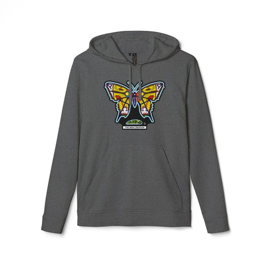 Butterfly Design Adidas Unisex Fleece Hoodie, Cozy Unisex Hoodie, Casual Wear, Gift for Nature Lovers, Spring Fashion