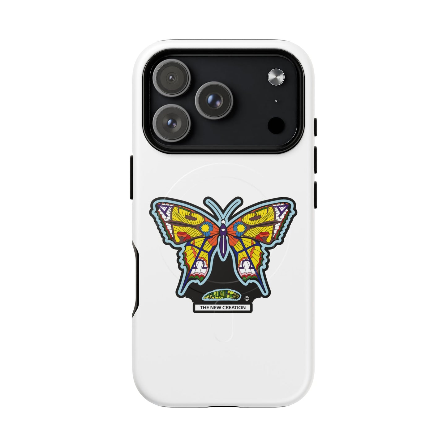 Butterfly Mosaic Magnetic Tough Phone Case — Protective iPhone Cover with Colorful Stained-Glass Design
