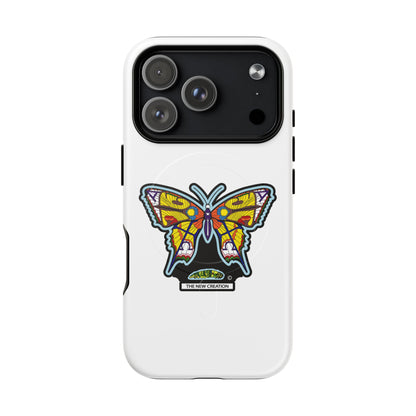 Butterfly Mosaic Magnetic Tough Phone Case — Protective iPhone Cover with Colorful Stained-Glass Design