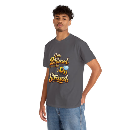 I'm 2 Blessed 2 Be Stressed Graphic Tee - Funny Inspirational Christian Shirt