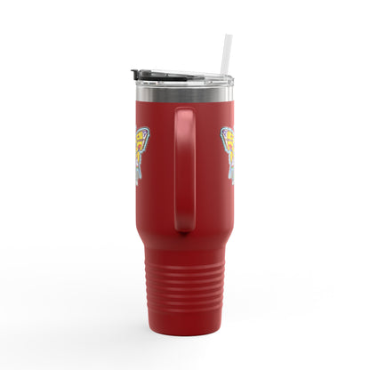 Butterfly Insulated Travel Mug – 40oz Stainless Steel Tumbler with Straw & Bold Symbol