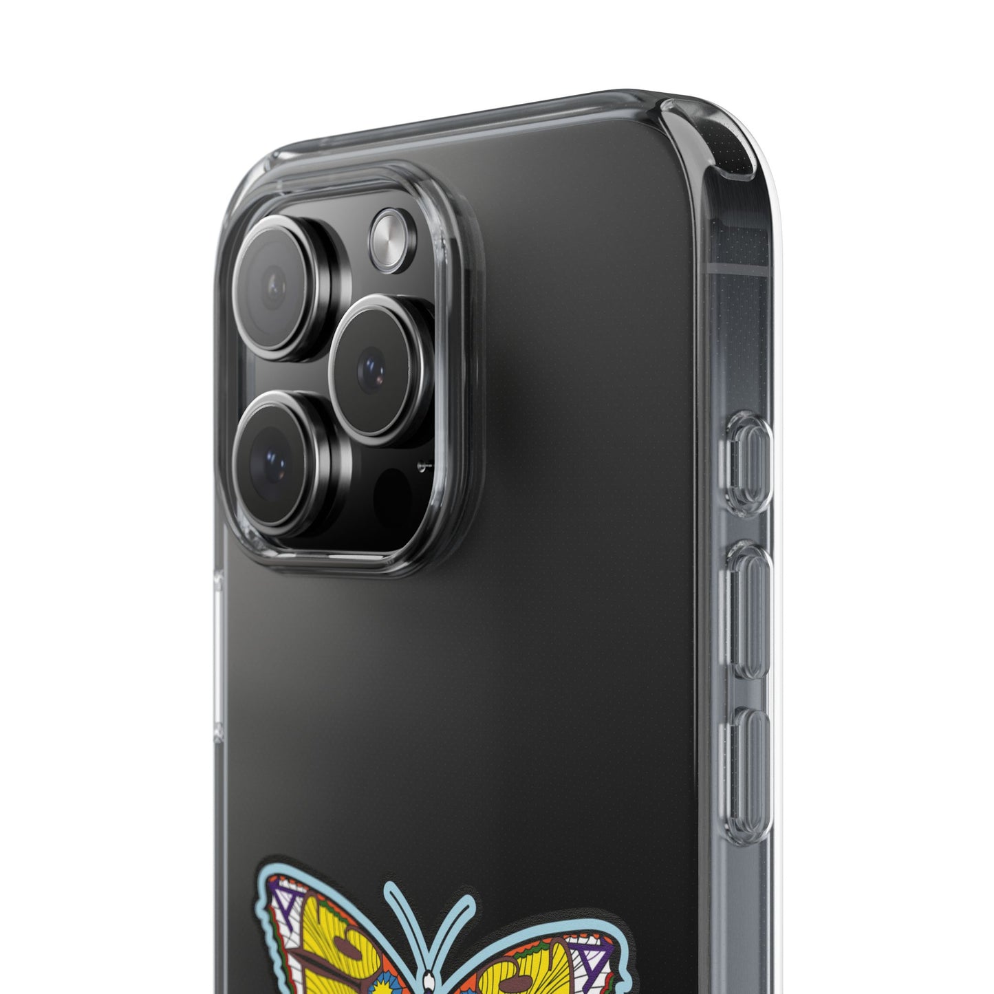 Colorful Butterfly Clear Phone Case – Sleek Transparent Cover, Artistic Print, Lightweight Shockproof Design