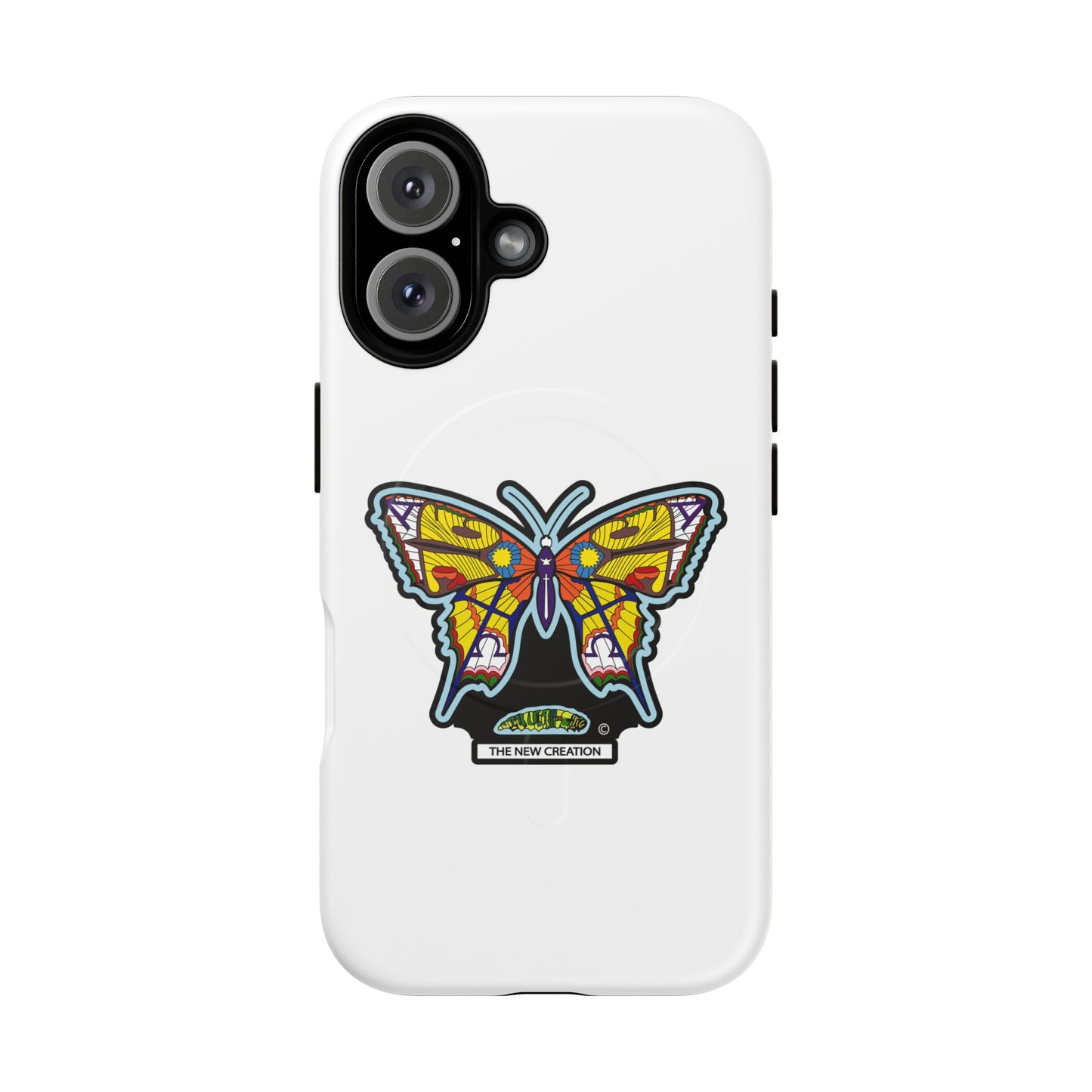 Butterfly Mosaic Magnetic Tough Phone Case — Protective iPhone Cover with Colorful Stained-Glass Design