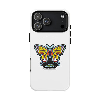 Butterfly Mosaic Magnetic Tough Phone Case — Protective iPhone Cover with Colorful Stained-Glass Design
