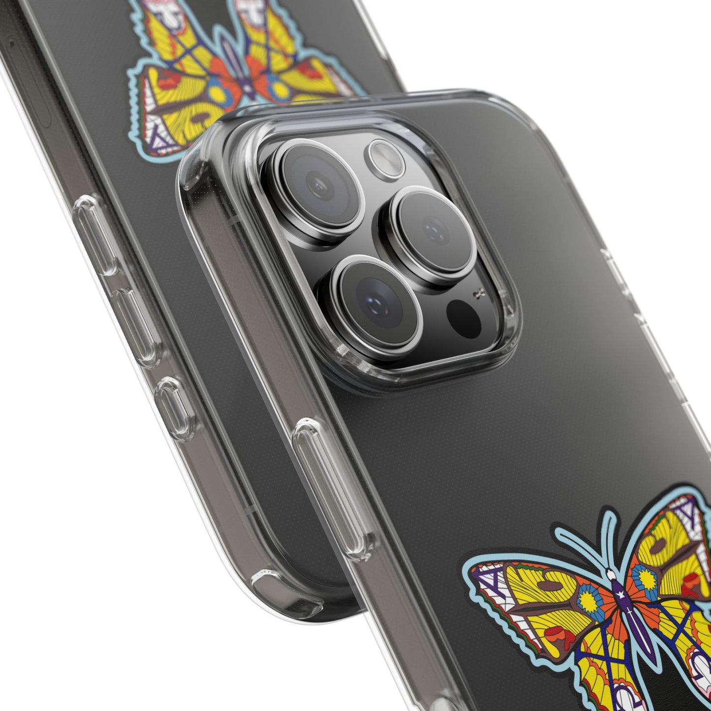 Colorful Butterfly Clear Phone Case – Sleek Transparent Cover, Artistic Print, Lightweight Shockproof Design