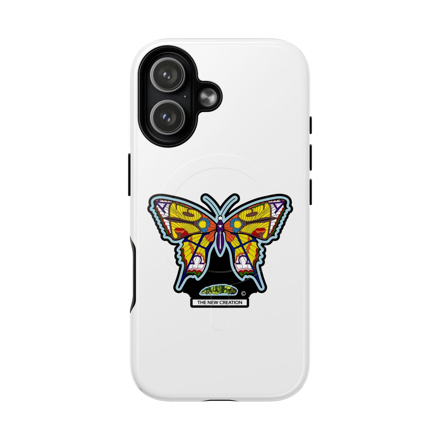 Butterfly Mosaic Magnetic Tough Phone Case — Protective iPhone Cover with Colorful Stained-Glass Design