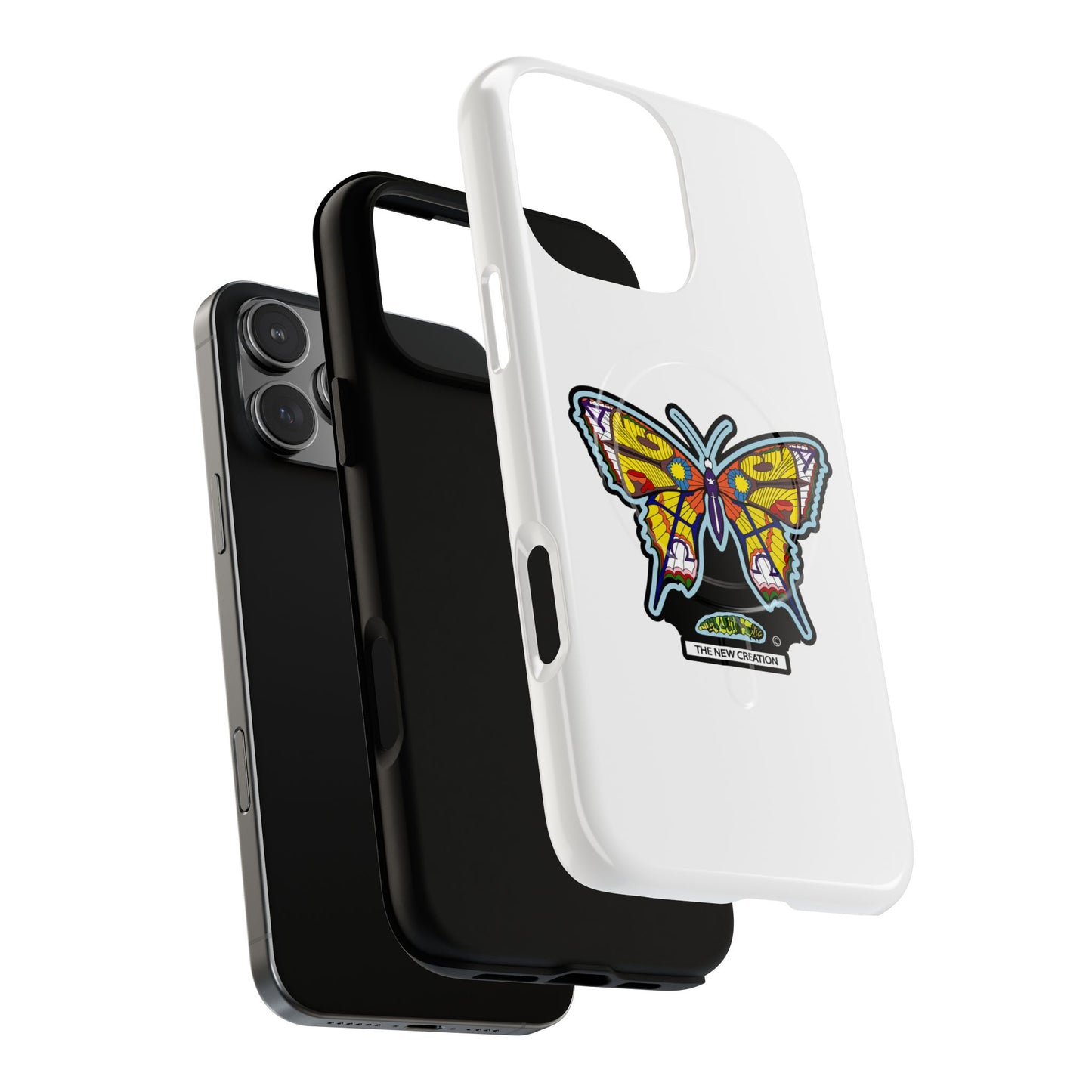 Butterfly Mosaic Magnetic Tough Phone Case — Protective iPhone Cover with Colorful Stained-Glass Design