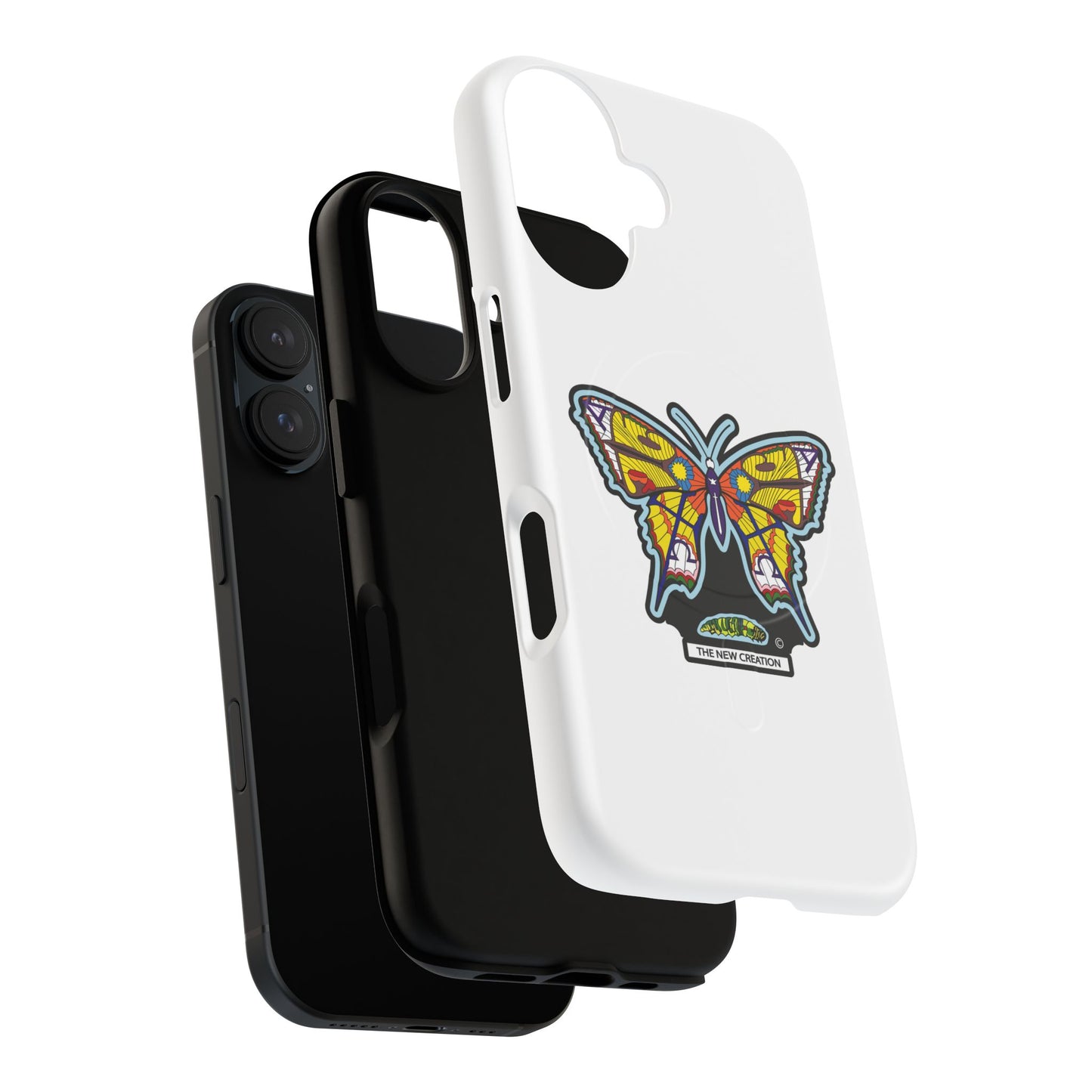 Butterfly Mosaic Magnetic Tough Phone Case — Protective iPhone Cover with Colorful Stained-Glass Design